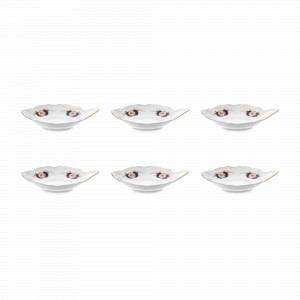 Набор из 6-ти розеток с ручкой, 13 см, фарфор, белый, декор, серия Синий глаз, BERNADOTTE, Чехия, Соусники