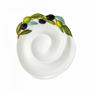Блюдо круглое для оливок, 17 см, керамика, белый, декор, серия Оливки, EDELWEISS, Италия, EDELWEISS (Италия)