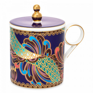 Кружка с крышкой, 350 мл, фарфор, фиолетовый, декор, серия Волшебный Дракон, MIX&amp;MATCH HOME, Китай, MIX & MATCH (Народная Республика Бангладеш)