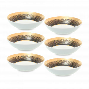 Набор из 6-ти розеток Black Gold, 11 см, фарфор, черный, золотой, серия Constanza Rio, FALKENPORZELLAN, Германия, Соусники