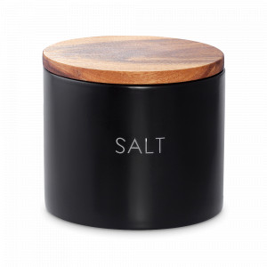 Банка для хранения соли, 400 мл, керамика, дерево, черный, SMART SOLUTIONS, Россия, Банки для хранения чая