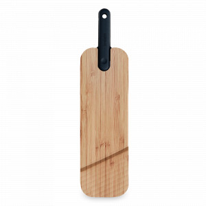 Доска разделочная из бамбука, размер 43х11х2,4 см, с ножом для нарезки, 18 см, черная ручка, серия Chopping boards and Knives, TREBONN, Италия, Разделочные доски