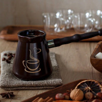 Турка Lovely, 500 мл, керамика, дерево, коричневый, WALMER, Великобритания_00808720061378983060.jpg