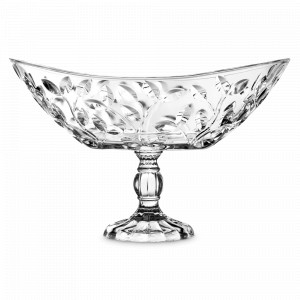 Блюдо овальное на ножке, 22 х 34 cм, хрустальное стекло, серия Laurus, RCR, Италия, Laurus RCR