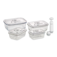 Набор из 4-х вакуумных контейнеров с насосом VacuBoxx E-set, стекло, тритан, CASO, Германия