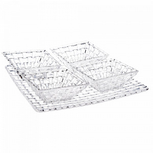 Набор из 5 предметов: квадратная тарелка + 4 квадратных салатника, хрустальное стекло, серия Bossa Nova, NACHTMANN, Германия, NACHTMANN (Германия)