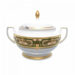Супница с крышкой Green Gold, 3 л, фарфор, зелёный, золотой, серия Constanza Donna, FALKENPORZELLAN, Германия, Супницы