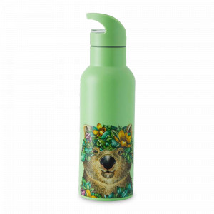 Термос - бутылка с трубочкой «Вомбат», 0,5 л, 24 см, нержавеющая сталь, зеленый, декор, серия Марини Ферлаццо, MAXWELL WILLIAMS, Австралия, Марини Ферлаццо MAXWELL & WILLIAMS