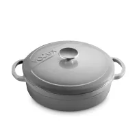 Кастрюля с крышкой низкая, 28 см, 4.2 л, чугун, серый, серия Gracieuse, VOEUX, Франция, 