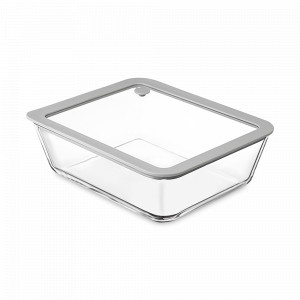 Контейнер для запекания и хранения с вакуумным эффектом, 2.6 л, 25 х 20.5 см, боросиликатное стекло, силикон, светло-серый, SMART SOLUTIONS, Россия, SMART SOLUTIONS (Россия)