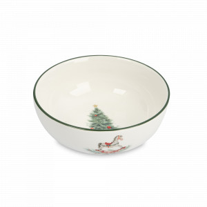 Салатник порционный «Лошадка и елка», 16 см, 750 мл, керамика, белый, зеленый, серия Festival, ANNA LAFARG, Китай, Пиалы, салатники индивидуальные