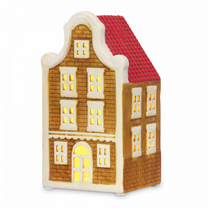 Декор - Домик с подсветкой Skive, 16 см, доломит, горчичный, декор, серия New Year Essential, TKANO, Китай, Предметы интерьера