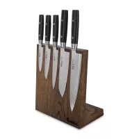 Набор из 5-и кухонных ножей на подставке из дуба, серия Zen, YAXELL, Япония, 