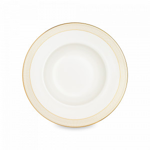 Тарелка суповая, 23 см, костяной фарфор, белый, золотой, серия Золотая паутина, NARUMI, Япония, NARUMI (Япония)