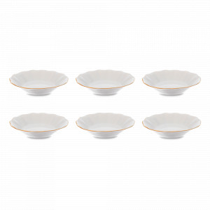 Набор из 6-ти розеток, 11 см, фарфор, белый, золотой, серия Белый узор, BERNADOTTE, Чехия, Соусники