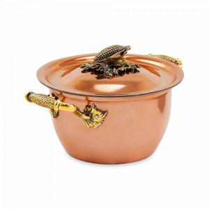 Кастрюля с крышкой «Кукуруза», 20 см, 2 л, медь, серия Медная посуда, Кольчугинский Мельхиор, Россия, Кольчугинский мельхиор