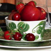 Салатник индивидуальный, 12,5 см, костяной фарфор, белый, зеленый, серия Cactus, TAITU, Италия_00809460057673349354.jpg