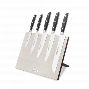 Набор кухонных ножей, 7 штук, на магнитной композитной подставке ComposeEat (светлое дерево), серия Manhattan, ARCOS, Испания, Набор ножей накири