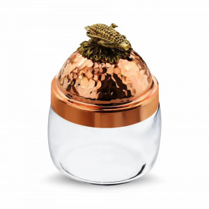 Банка для сыпучих продуктов «Кукуруза», медь кованая, стекло,  500 мл, серия Медная посуда, Кольчугинский Мельхиор, Россия, Банки для хранения чая