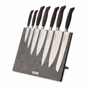 Набор кухонных ножей, 7 штук, на магнитной подставке ComposeEat, серия Ergo Line Smoked Oak, BERGER CUTLERY, Германия, Набор кухонных ножей премиум