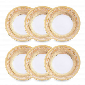 Набор из 6-ти розеток Cream Gold, 10 см, фарфор, бежевый, золотой, серия Constanza 9320, FALKENPORZELLAN, Германия, Соусники