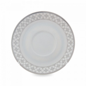 Блюдце чайное, 14 см, фарфор, белый, серебристый, серия Серебряная сетка, REPAST, Чехия, Серебряная сетка REPAST