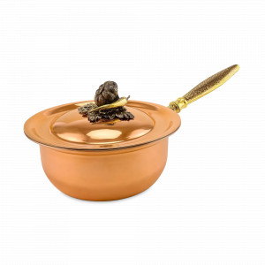 Сотейник с крышкой «Чеснок», 20 см, 1.5 л, медь, серия Медная посуда, Кольчугинский Мельхиор, Россия, Медные сотейники