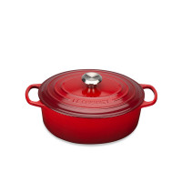 Чугунная эмалированная утятница овальная, 4,1 л, 27 см, красный, LE CREUSET, Франция