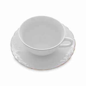 Чашка чайная, 220 мл, фарфор, белый, платиновая отводка, серия Rococo, REPAST, Чехия, Чайные пары REPAST