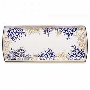 Блюдо прямоугольное, 35 х 15 см, фарфор, белый, декор, серия Corallo, Pozzi Milano 1876, Италия, POZZI MILANO 1876 (Италия)
