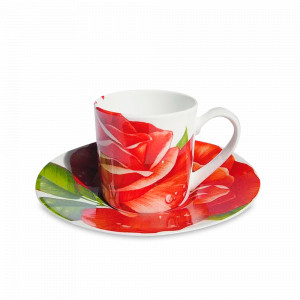 Пара кофейная, 100 мл, костяной фарфор, красный, серия Romantica, TAITU, Италия, TAITU (Италия)