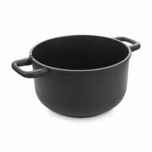 Кастрюля для индукционных плит с антипригарным покрытием, 20 см, 3.5 л, литой алюминий с алмазным порошком, черный, серия Diamant Plus, OLYMPIA, Италия, OLYMPIA (Италия)