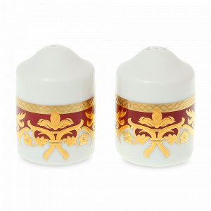 Набор для специй Bordeaux Gold, 2 предмета, фарфор, бордовый, золотой, серия Constanza Natalia, FALKENPORZELLAN, Германия, Солонки и перечницы
