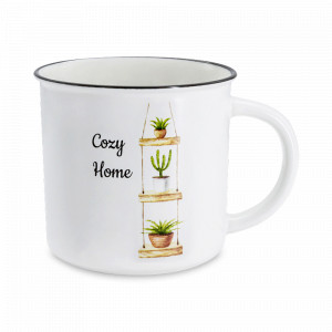 Кружка Уютный дом, 380 мл, фарфор, белый, декор, серия Идиллия, HOME &amp; STYLE, Китай, HOME & STYLE (Италия)