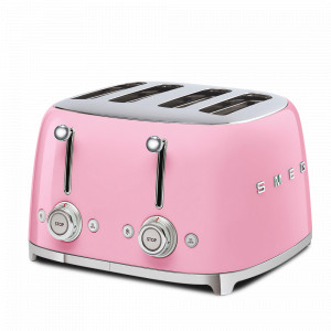 Тостер на 4 хлебца, нержавеющая сталь, пластик, 33 x 32 x 20 см, розовый, SMEG, Италия, SMEG (Италия)