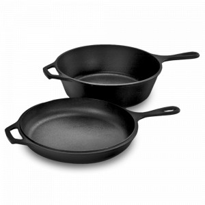 Чугунная сковорода с толстым дном глубокая, 26 см, 2,84 л + крышка-сковорода, LODGE, США, LODGE (США)