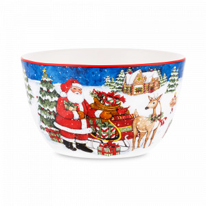 Салатник индивидуальный «Коробки с подарками», диаметр: 14 см, материал: керамика, цвет: декор, серия Мастерская Санта Клауса, Certified International, США, CERTIFIED INTERNATIONAL (США)