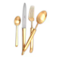 Набор столовых приборов на 12 персон, 72 предмета, золотистый матовый, серия Carre, CUTIPOL, Португалия, 