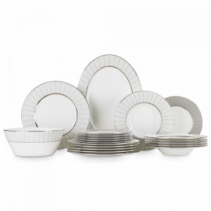 Сервиз столовый на 6 персон, 20 предметов, костяной фарфор, белый, декор, серия Великолепие, NARUMI, Япония, Столовые сервизы из фарфора