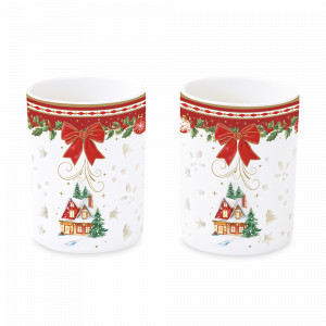 Набор из 2-х подсвечников, 9 см, фарфор, серия Christmas Heritage, EASY LIFE (R2S), Италия, Новогодняя коллекция