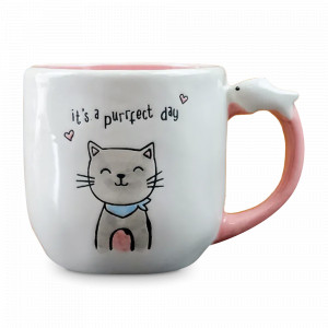 Кружка Котик, 475 мл, керамика, белый, желтый, серия Animals, REPAST, Чехия, Кружки REPAST