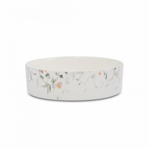 Блюдо круглое с высокими бортами Цветы и листья, 23 см, фарфор, белый, декор, серия Primrose, ANNA LAFARG, Китай, НОВИНКИ