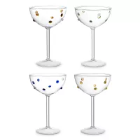 Набор из 4-х бокалов-креманок для шампанского Pom-pon, 225 мл, стекло, мультиколор, серия Orb, LIBERTY JONES, Китай, 