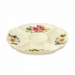 Менажница, 34 см, керамика, белый, декор, серия Petali Di Primavera, NUOVA CER, Италия, Менажницы керамические