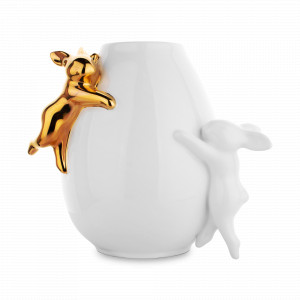 Ваза, 17,5 см, фарфор, белый, золото, серия Воришки, CLAYSTREET, Россия, CLAYSTREET (Россия)