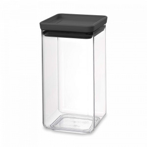 Контейнер для сыпучих продуктов, 1,6 л, 11 х 11 х 20 см, пластик, темно-серый, серия Tasty+, BRABANTIA, Бельгия, Контейнеры для продуктов BRABANTIA