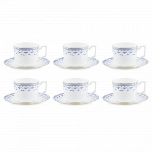 Набор из 6-ти чайных пар, 250 мл, фарфор, белый, синий, серия Гжель, REPAST, Чехия, Чайные пары REPAST