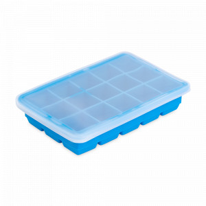 Форма с крышкой Ice cubes, на 15 кубиков 3.3 х 3.3 см, силикон, синий, серия Freeze, SMART SOLUTIONS, Китай, Формы для льда