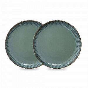 Набор обеденных тарелок, 2 предмета, 26 см, фарфор, синий, коричневый, серия Kitchen Spirit, TKANO, Россия, Наборы тарелок для кухни