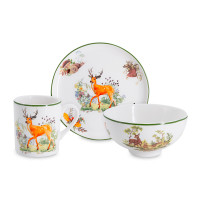 Набор детской посуды Олени, 3 предмета, керамика, белый, декор, серия Imari, ANNA LAFARG, Китай